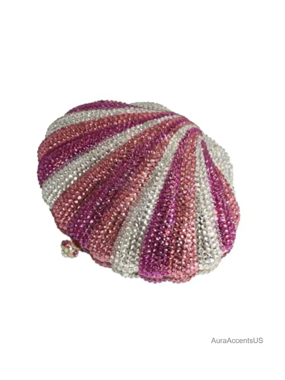 Small Shell Rhinestone Evening Clutch with Removable Chain